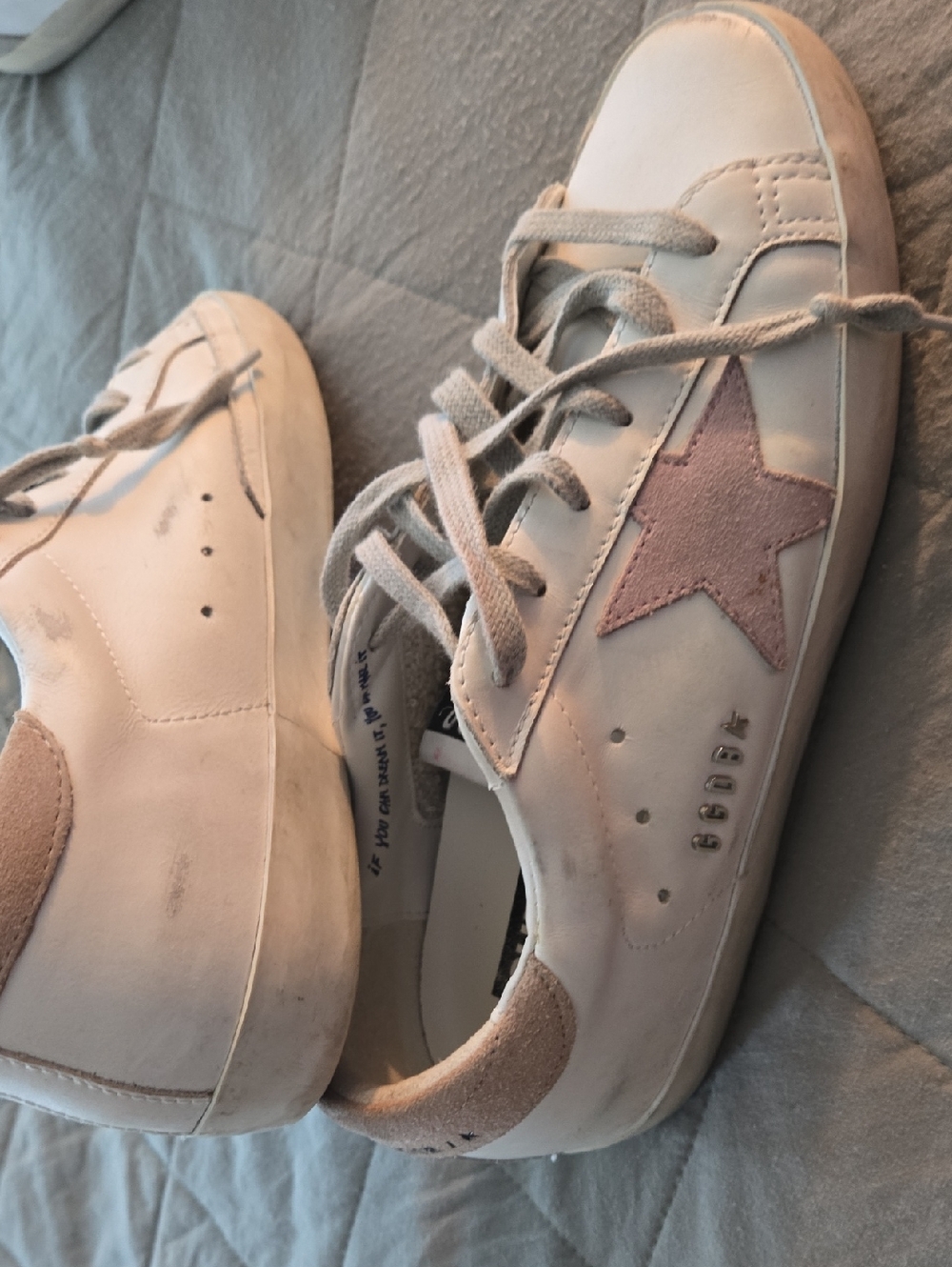 White Sneakers with Pink Star Accent